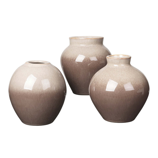 Broste Copenhagen Ingrid keramiikkamaljakko 14,5 cm, 3-pakkaus Simple taupe-brown