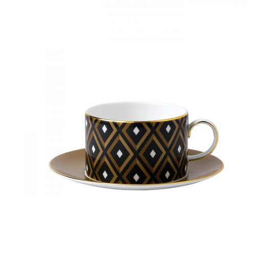 Wedgwood Arris teekuppi aluslautasella geometric