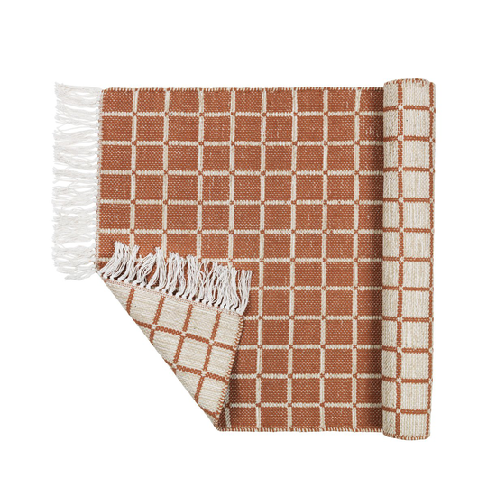 Broste Copenhagen Henny puuvillamatto 70x140 cm Light grey-rustic brown