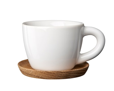 HK Espressokuppi 10 cl, Valkoinen puualustalla
