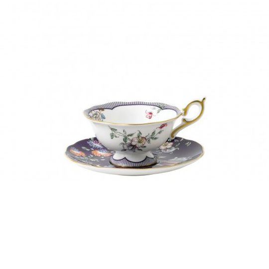 Wedgwood Wonderlust pieni teekuppi aluslautasella midnight garden