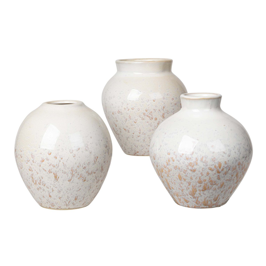 Broste Copenhagen Ingrid keramiikkamaljakko 14,5 cm, 3-pakkaus Rainy day-indian tan