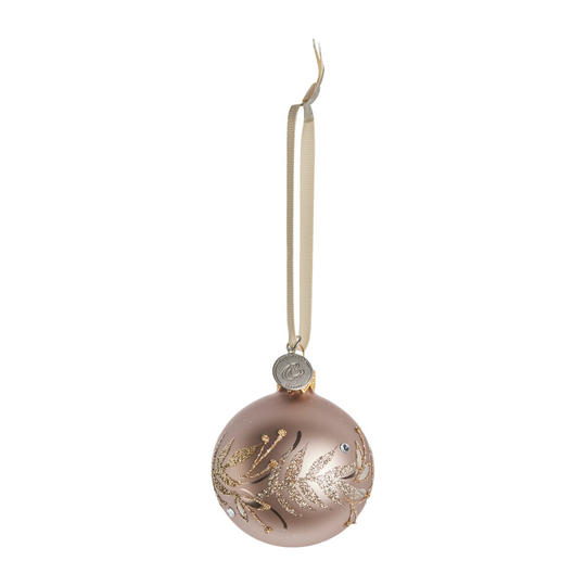 Lene Bjerre Cadelia joulupallo lehdillä Ø6 cm powder-light gold