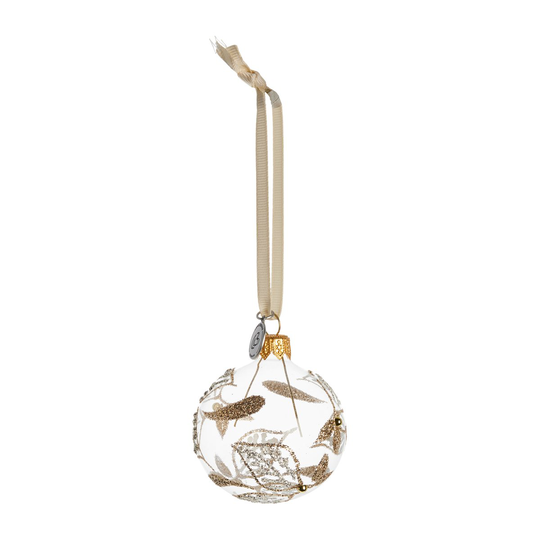Lene Bjerre Cadelia joulupallo lehti Ø6 cm clear-light gold