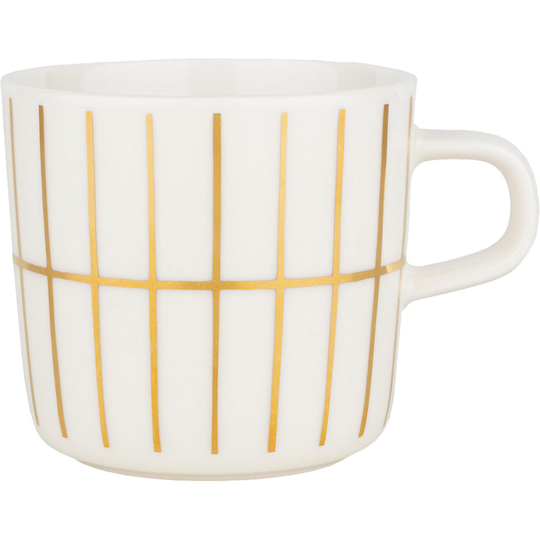 Marimekko Oiva Tiiliskivi kahvikuppi, 2 dl, valkoinen/kulta