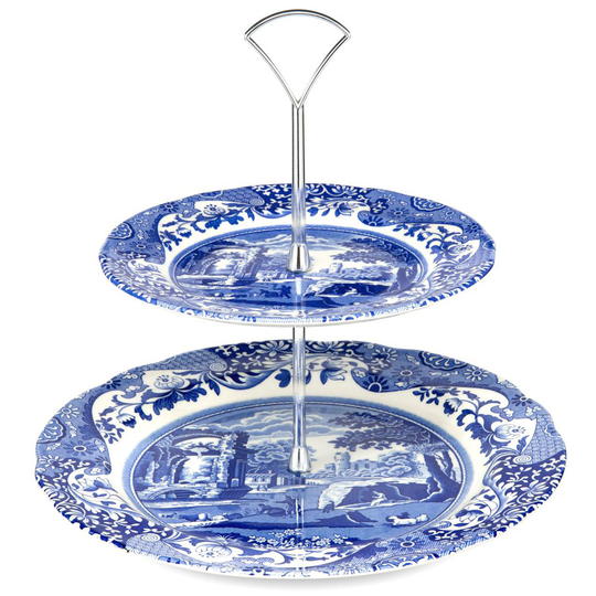 Spode Blue Italian -kakkuvati, kaksikerroksinen Kaksikerroksinen