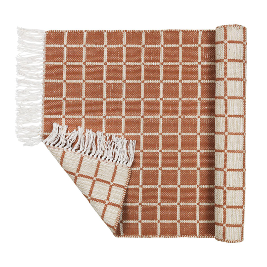 Broste Copenhagen Henny puuvillamatto 140x200 cm Light grey-rustic brown