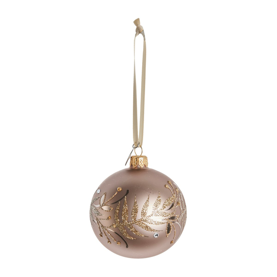 Lene Bjerre Cadelia joulupallo lehtipuu Ø8 cm powder-light gold