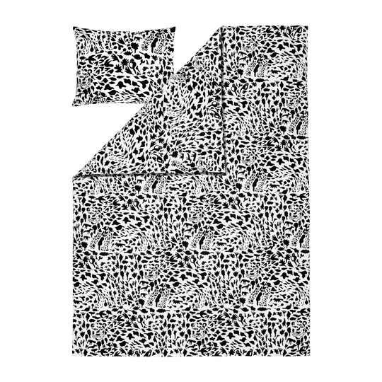 Iittala Oiva Toikka Cheetah sänkysetti 150x210 cm Musta-valkoinen