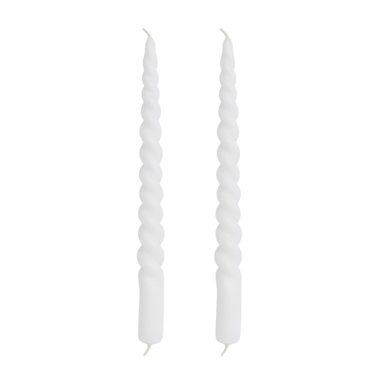 Lene Bjerre Twisted kierretty kynttilä 25 cm 2-pakkaus White
