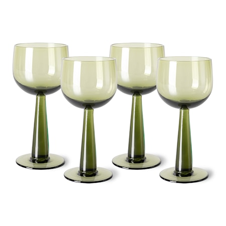 The emeralds Viinilasi 4 kpl Setti Tall Oliivinvihreä