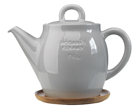 Höganäs Keraaminen Teekannu + puuvati 1,5l, Harmaa