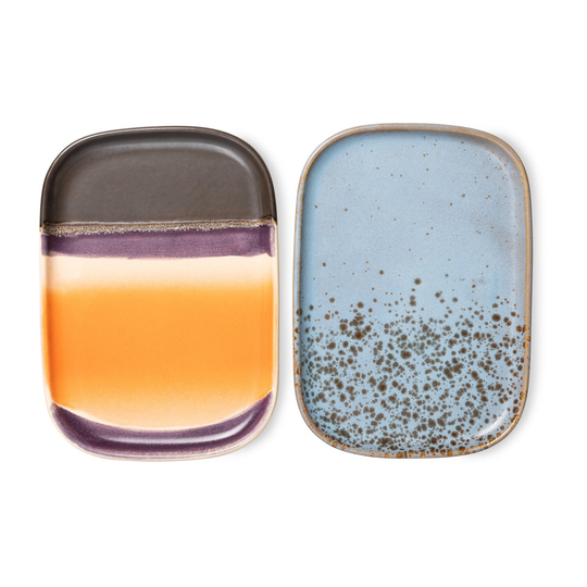HKliving 70's tarjotin pieni 2-pakkaus Berry/Jupiter