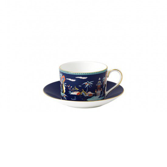 Wedgwood Wonderlust kuppi aluslautasella blue pagoda