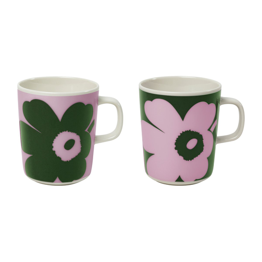 Marimekko Juhla Unikko -muki 25 cl, 2-pakkaus Vaaleanpunainen-vihreä
