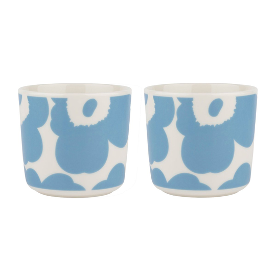 Marimekko Unikko korvaton kahvikuppi 20 cl, 2-pakkaus White-sky blue