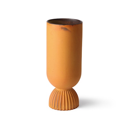 Flower Ceramic Maljakko Ribbed jalka Rustic