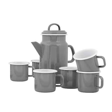 Setti, jossa on Teekannu ja 6 Mukia Kockums Grey