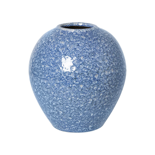 Broste Copenhagen Ingrid keramiikkamaljakko 25,5 cm Insignia blue-white