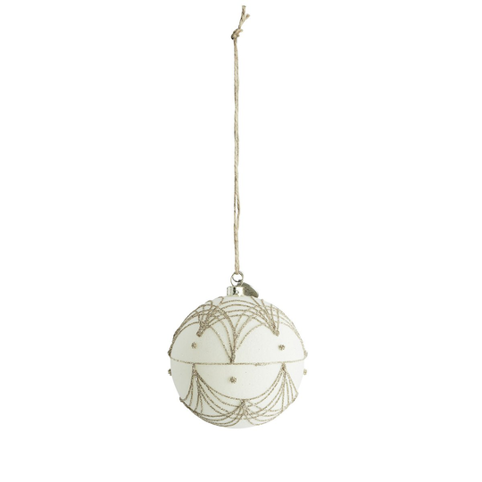 Lene Bjerre Jalia joulukuusenpallo, Ø 8 cm Off white-light gold