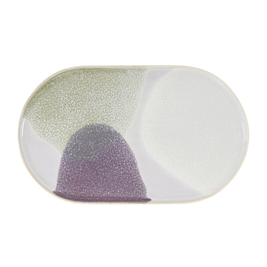 HKliving Gallery ceramics -päivällislautanen, ovaali vihreä/violetti