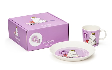 Muumi setti muki 30cm & lautanen 19 cm Niiskuneiti lila