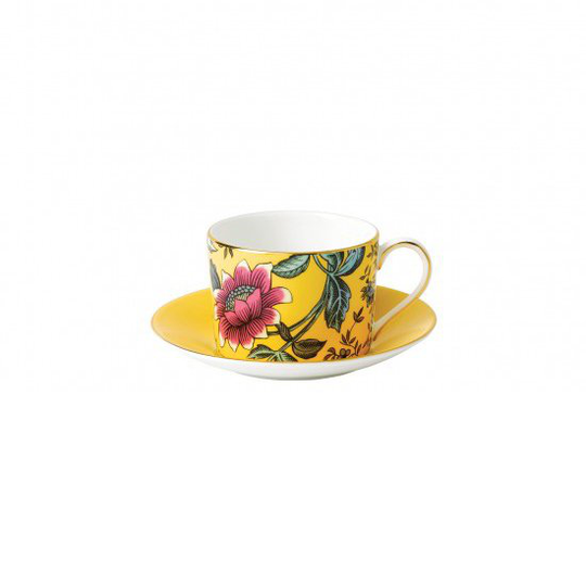 Wedgwood Wonderlust kuppi aluslautasella yellow tonquin
