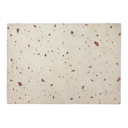 Broste Copenhagen Terrazzo villamatto 140x200 cm Light grey-red spot