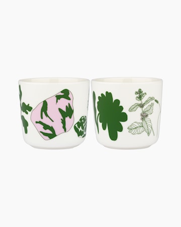 Oiva / Elokuun Varjot Kahvikuppi 2 Dl 2-Pack Valkoinen/Vihreä/Pale Pink