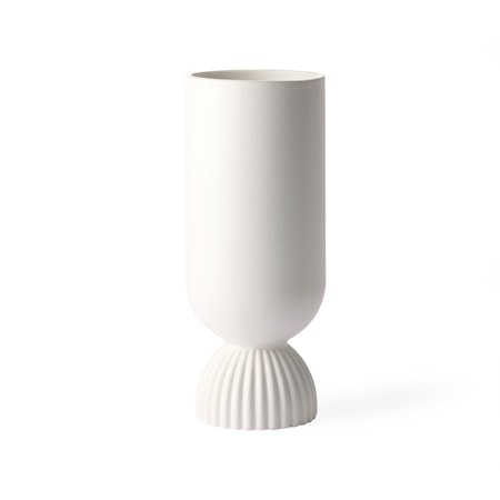 Flower Ceramic Maljakko Ribbed jalka White
