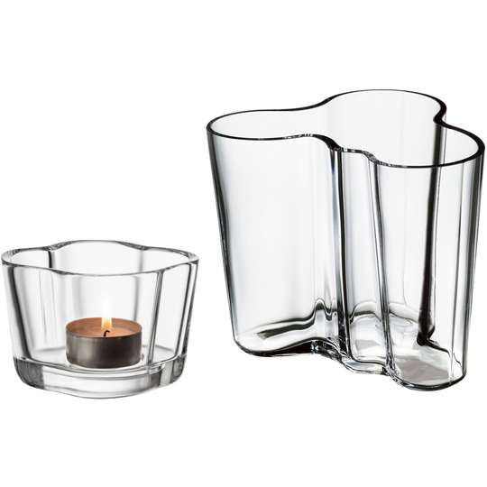 Iittala Alvar Aalto maljakko 9,5 cm ja kynttilänjalka 6 cm