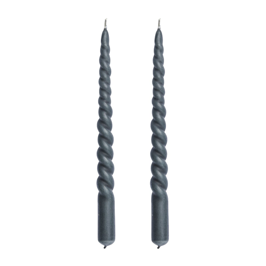 Lene Bjerre Twisted kierretty kynttilä 25 cm 2-pakkaus Dark grey