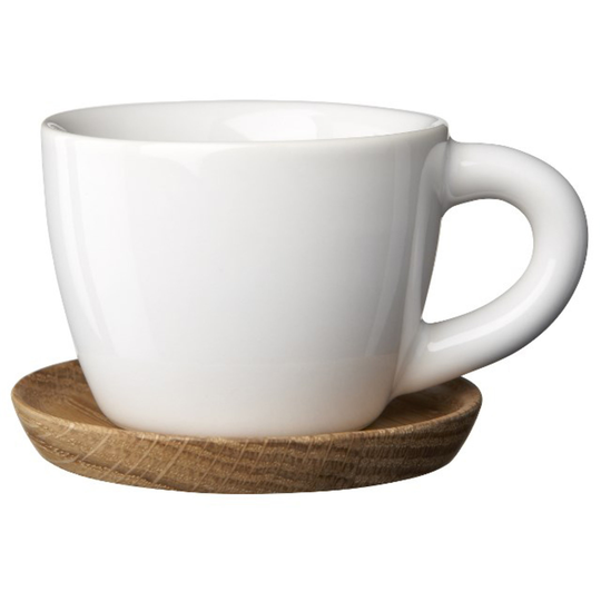 Höganäs Keramik Espresso-kuppi 10 cl, valkoinen, ja puuasetti