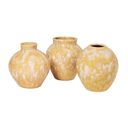 Broste Copenhagen Ingrid keramiikkamaljakko 14,5 cm, 3-pakkaus Tawny olive yellow