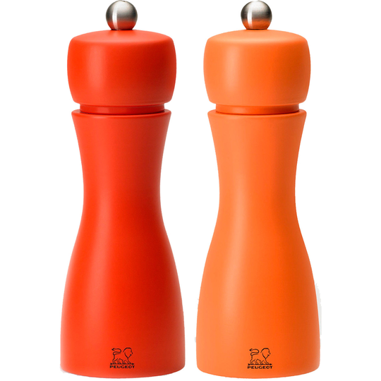 Peugeot Tahiti Duo -suola & pippurimylly, 15 cm, punainen/oranssi