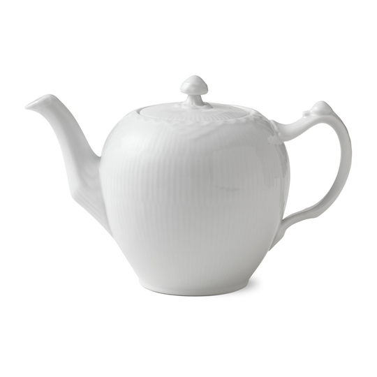 Royal Copenhagen White Fluted Half Lace -teekannu 1 litra