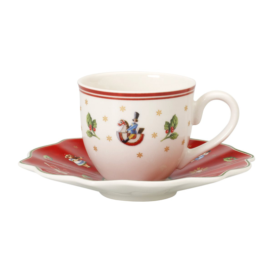 Villeroy & Boch Toy's Delight espressokuppi lautasella Valkoinen-punainen