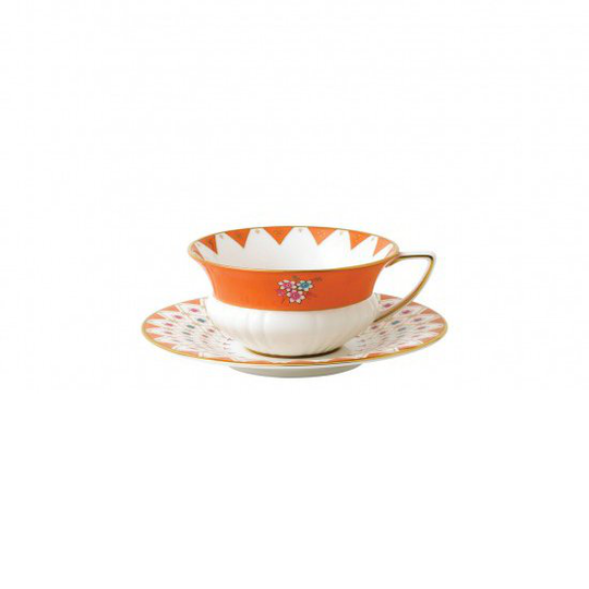 Wedgwood Wonderlust teekuppi aluslautasella peony diamond