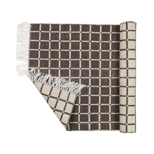 Broste Copenhagen Henny puuvillamatto 70x140 cm Light grey-aubergine