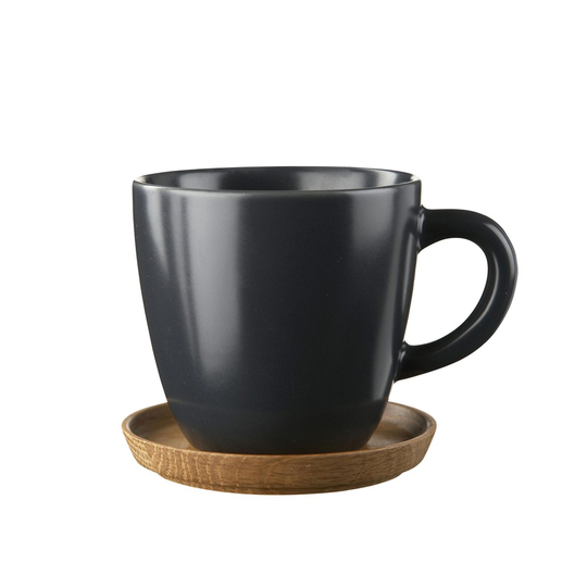 Höganäs Keramik Höganäs kahvimuki ja aluslautanen 33 cl grafiitinharmaa, matta