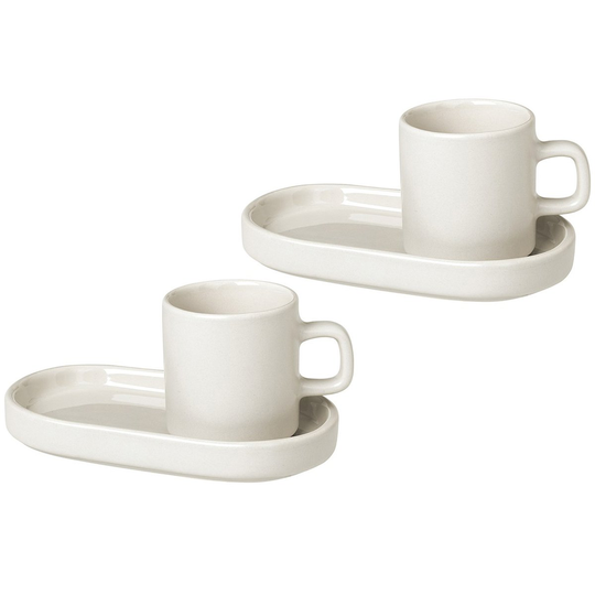 blomus Pilar-espressokuppi ja lautanen 2-pack Moonbeam