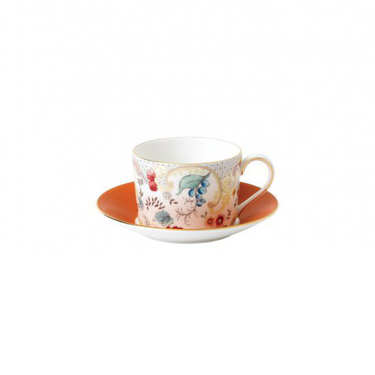 Wedgwood Wonderlust kuppi aluslautasella rococo flowers