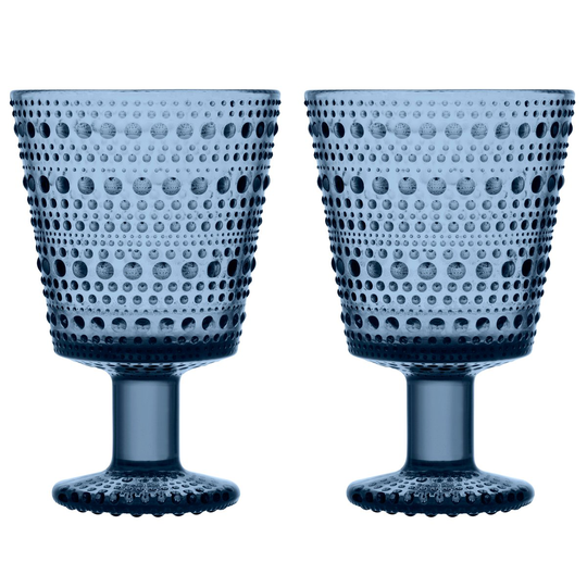 Iittala Kastehelmi viskilasi jalallinen 26 cl 2 kpl Sade (sininen)