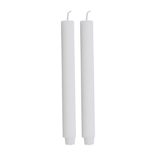 Lene Bjerre Ribbat kynttilä 25 cm 2-pakkaus white