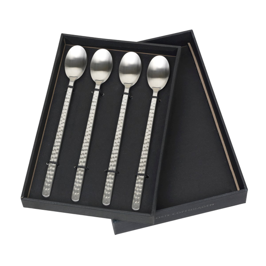 Broste Copenhagen Hune pitkä lusikka, 4-pakkaus Brushed satin hammered