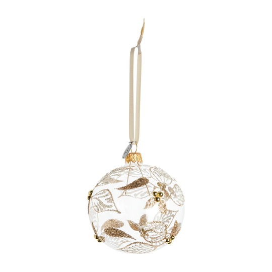 Lene Bjerre Cadelia joulupallo lehti Ø8 cm clear-light gold