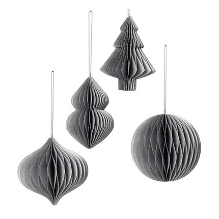 Broste Copenhagen Christmas mix -joulukoriste, 4-pakkaus Silver