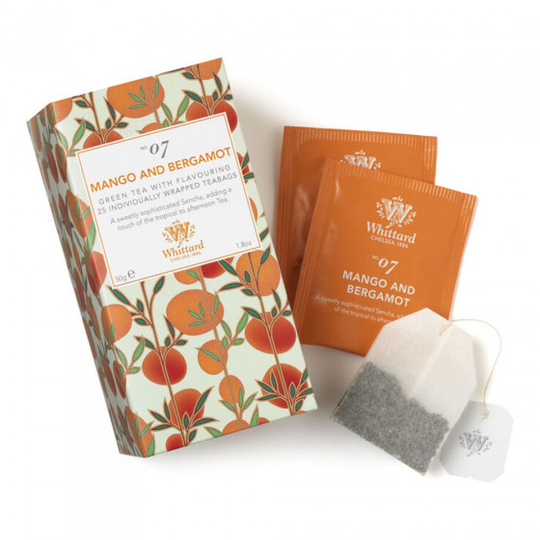 Vihreä tee Whittard of Chelsea "Mango & Bergamot", 25 kpl.