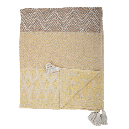 Bloomingville Bloomingville huopa tupsuilla, 130 x 160 cm Kelta-beige